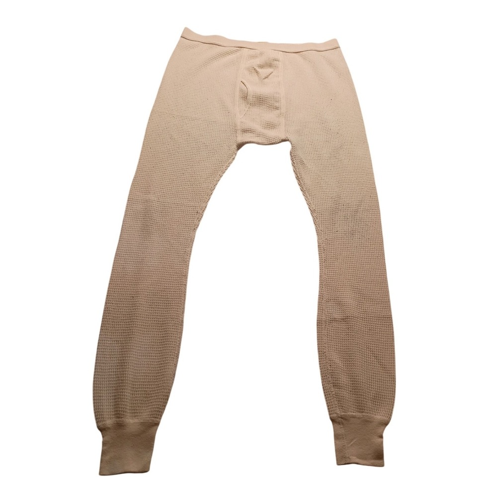 Northwest Blue Men's Large Cream Waffle Knit Thermal Long Johns Pants Bottoms
